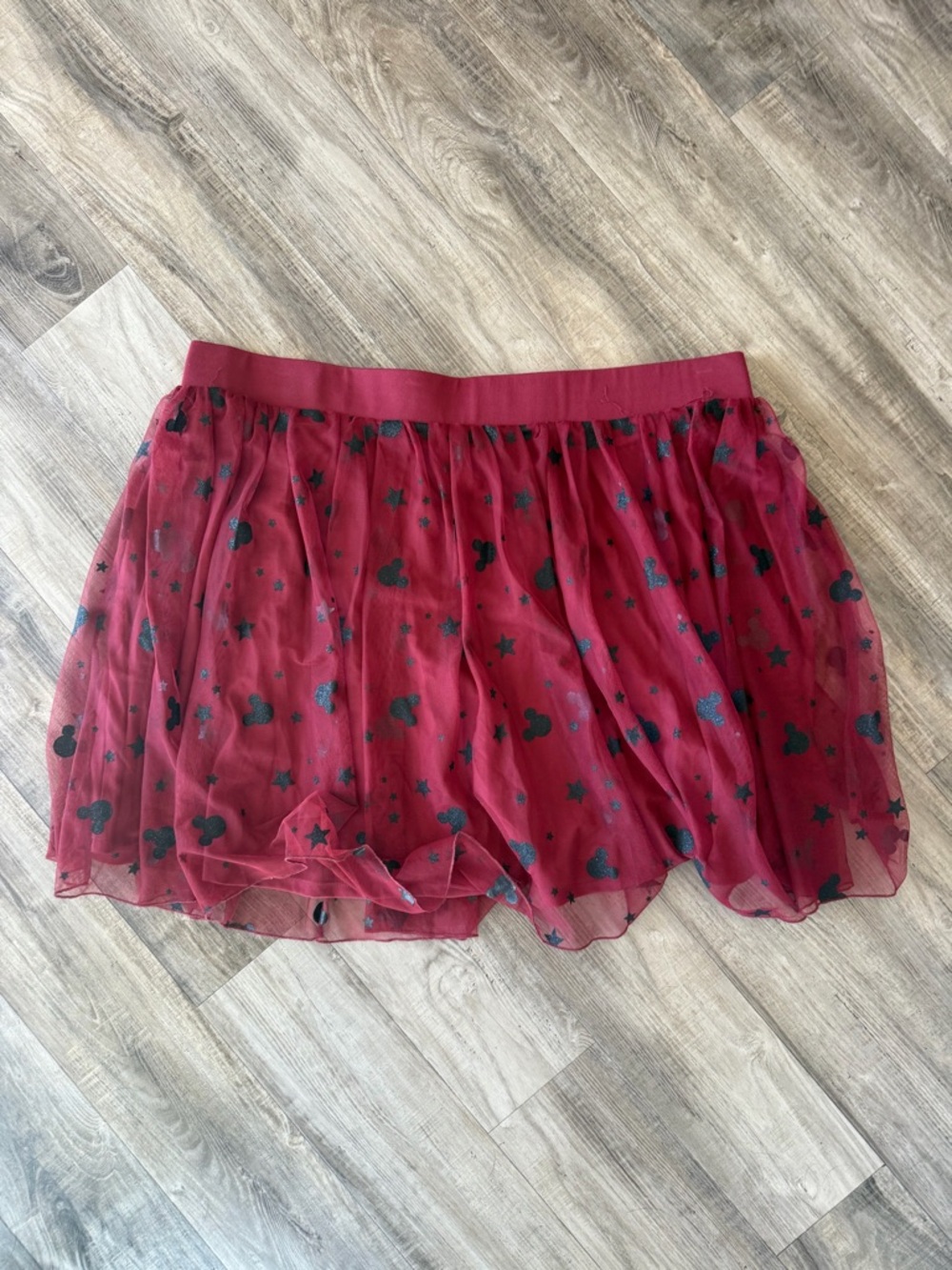 Disney Parks‎ Burgundy Tulle Mickey Mouse Star Glitter Mini Skirt Womens Size 4